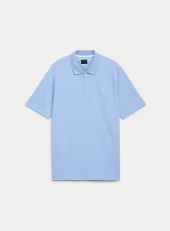 Zip-neck jersey polo