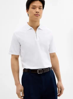 Zip-neck jersey polo