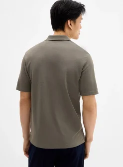 Zip-neck jersey polo