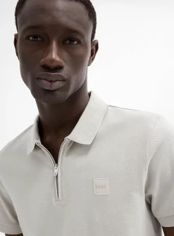Zip-neck logo emblem polo