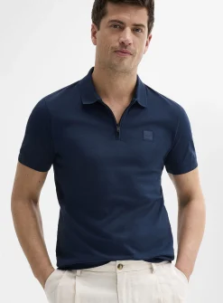 Zip-neck logo emblem polo