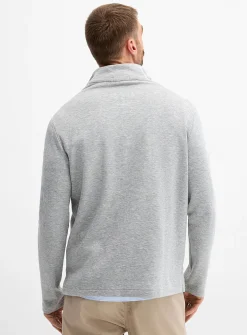 Zip-neck piqué-knit T-shirt