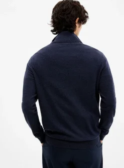 Zip-neck supple knit sweater
