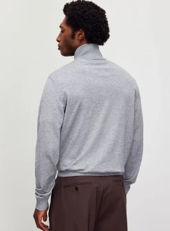 Zip-neck supple knit sweater