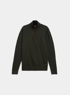 Zip-neck supple knit sweater