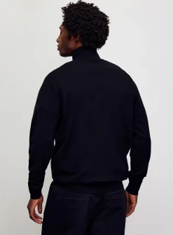 Zip-neck supple knit sweater