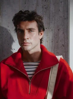 Zipped funnel-neck sweatshirt