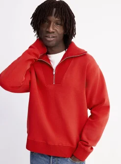 Zipped funnel-neck sweatshirt