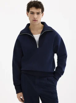 Zipped funnel-neck sweatshirt