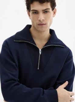 Zipped funnel-neck sweatshirt
