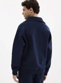 Zipped funnel-neck sweatshirt