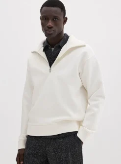 Zipped funnel-neck sweatshirt