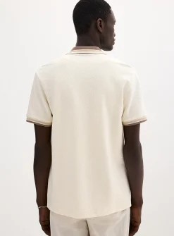 Zipped polo-collar waffled jersey cardigan
