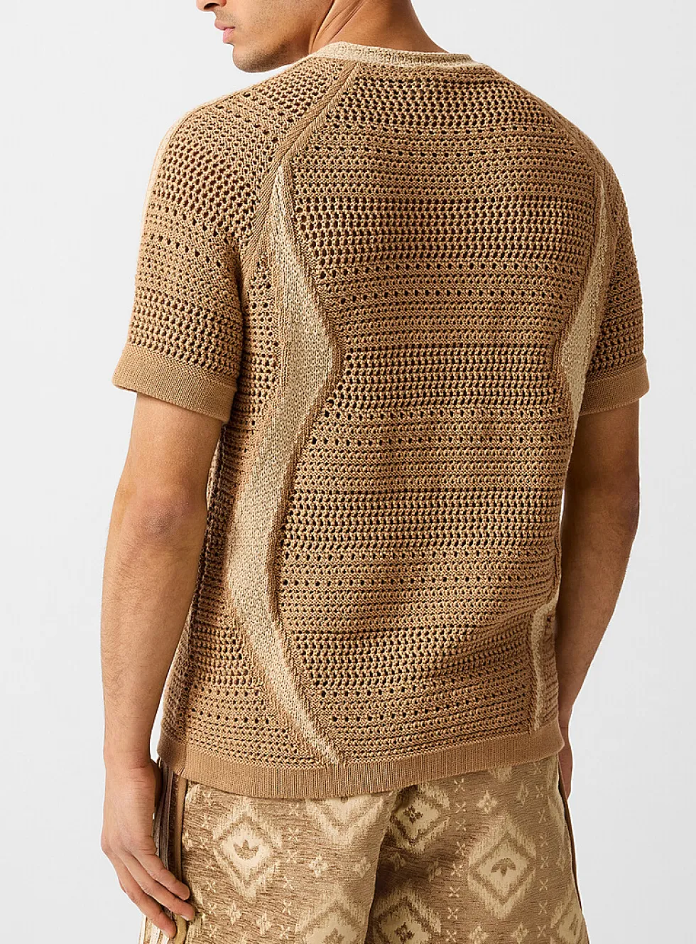 Zippered collar openwork knit soccer jersey