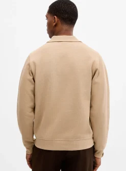 Zippered mock-neck sweatshirt