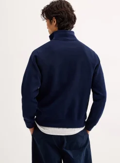 Zippered mock-neck sweatshirt