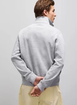 Zippered mock-neck sweatshirt