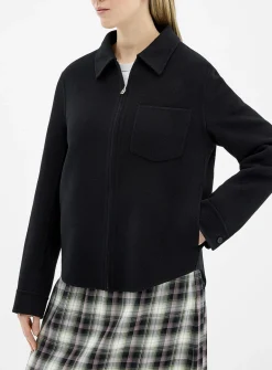 Zippered wool and cashmere overshirt