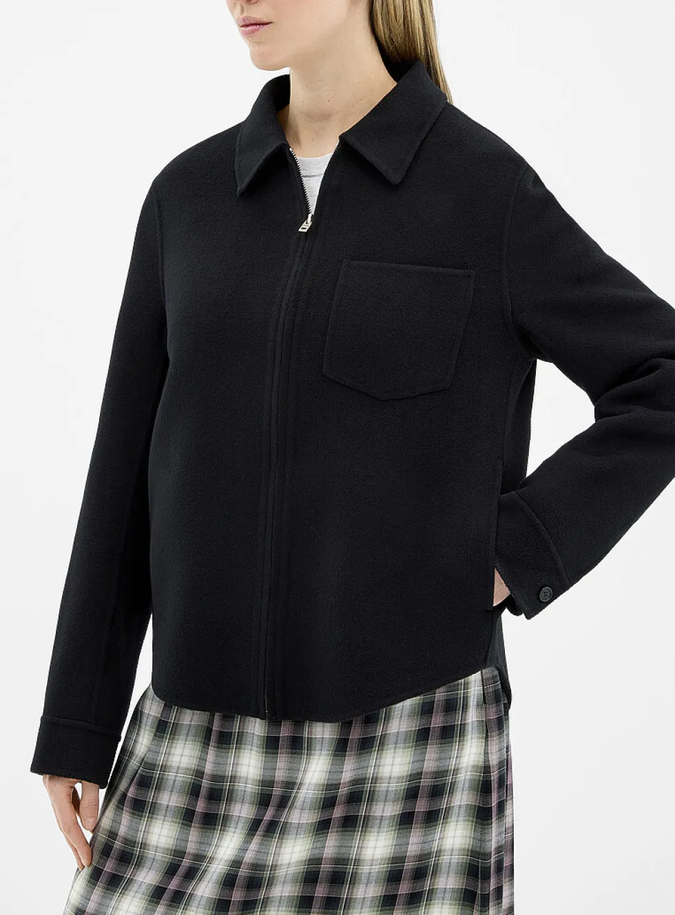 Zippered wool and cashmere overshirt