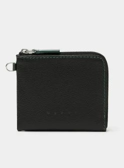 Zippered-closure leather wallet