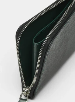 Zippered-closure leather wallet