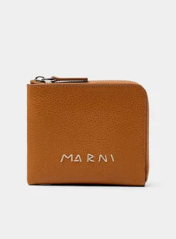Zippered-closure leather wallet