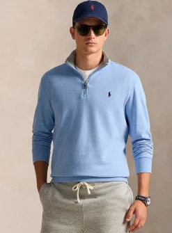 Zip-up mock-neck jersey sweater