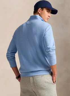 Zip-up mock-neck jersey sweater