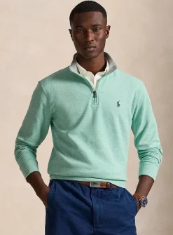 Zip-up mock-neck jersey sweater