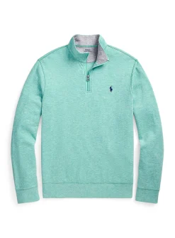 Zip-up mock-neck jersey sweater