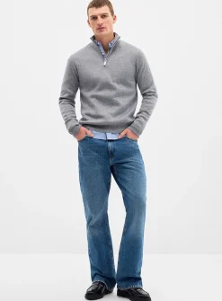 Zip-up mock-neck sweater