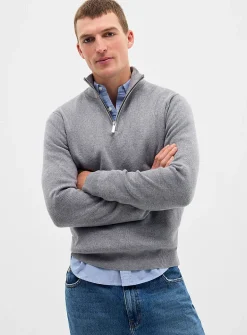 Zip-up mock-neck sweater