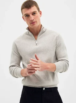 Zip-up mock-neck sweater