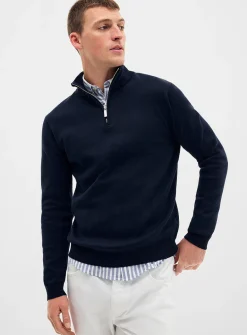 Zip-up mock-neck sweater