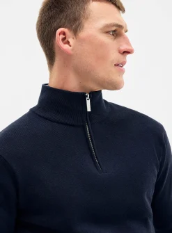 Zip-up mock-neck sweater