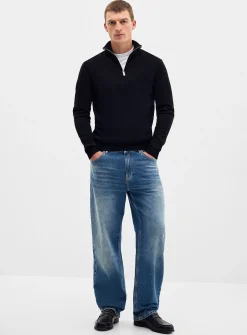 Zip-up mock-neck sweater