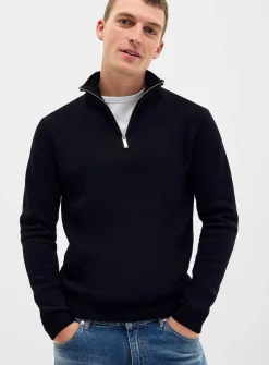 Zip-up mock-neck sweater