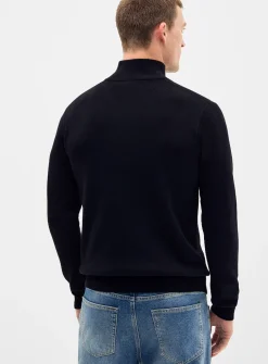 Zip-up mock-neck sweater