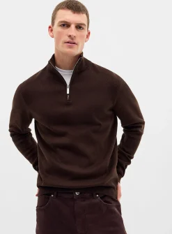 Zip-up mock-neck sweater