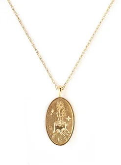 Zodiac sign gold pendant necklace