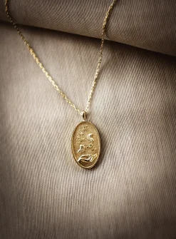 Zodiac sign gold pendant necklace