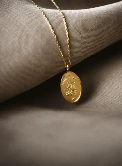 Zodiac sign gold pendant necklace