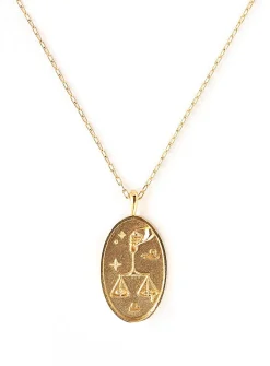 Zodiac sign gold pendant necklace