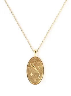 Zodiac sign gold pendant necklace