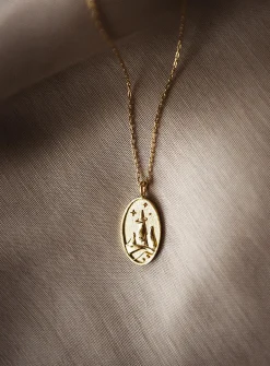 Zodiac sign gold pendant necklace