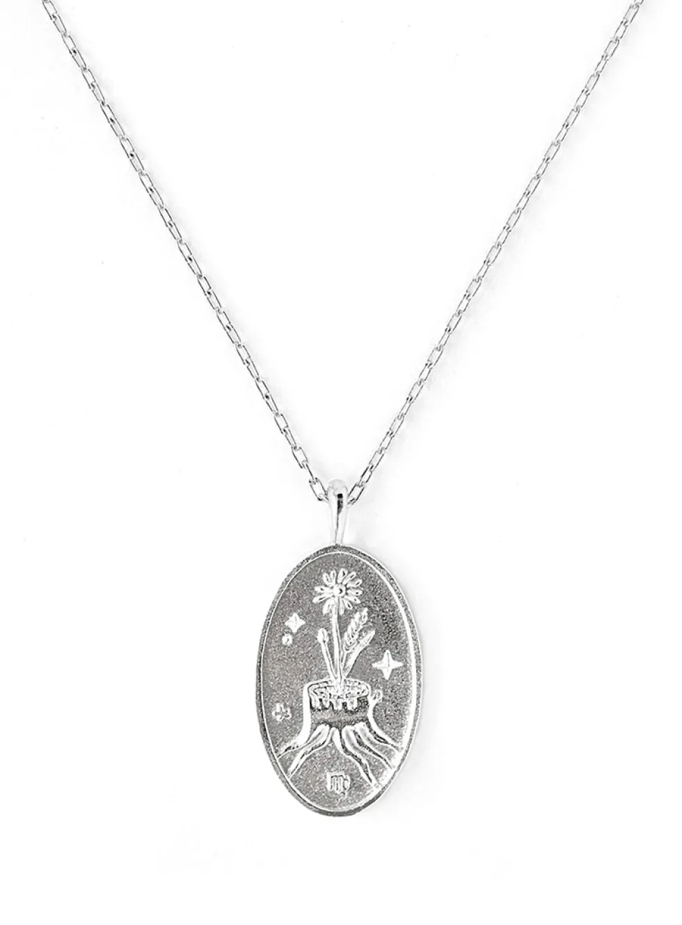 Zodiac sign silver pendant necklace