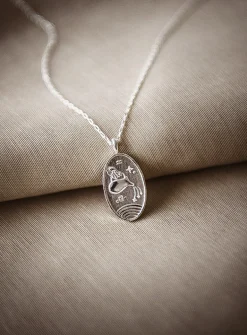 Zodiac sign silver pendant necklace