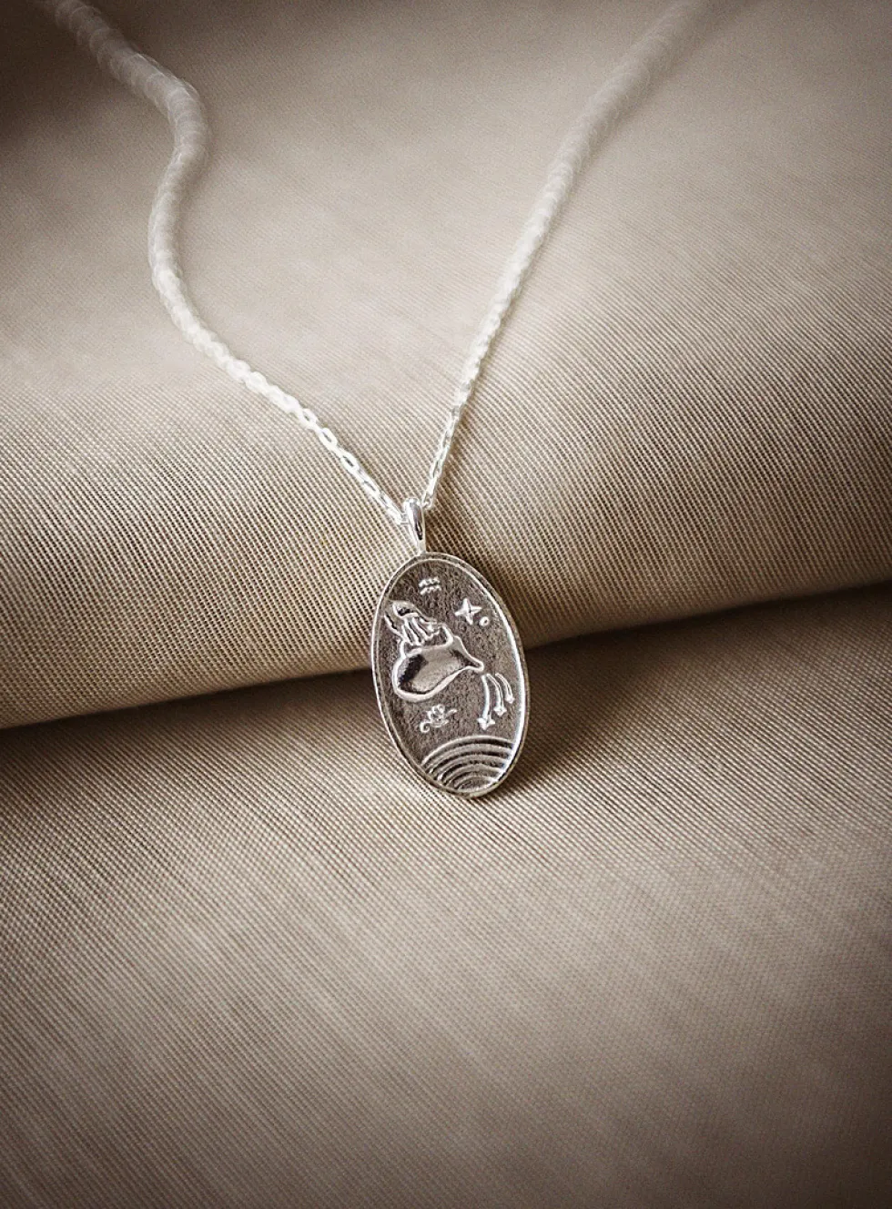 Zodiac sign silver pendant necklace