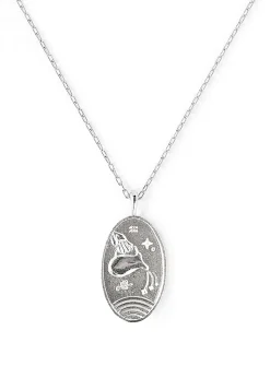 Zodiac sign silver pendant necklace