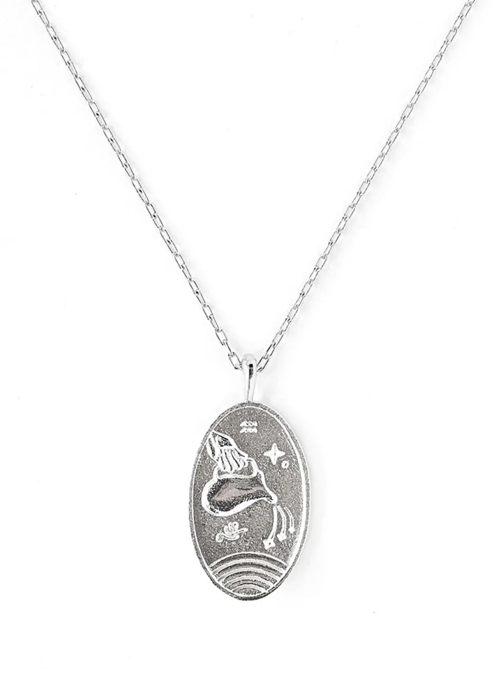 Zodiac sign silver pendant necklace